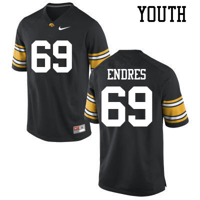 Youth #69 Tyler Endres Iowa Hawkeyes College Football Jerseys Sale-Black - Click Image to Close